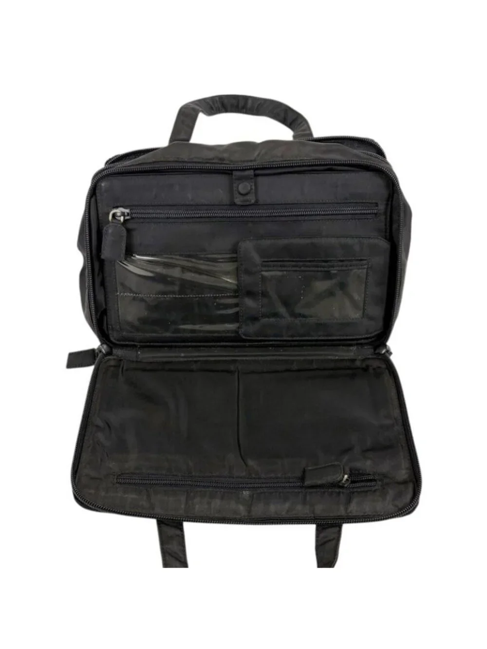 Prada Triangle Logo Mini Handbag Pouch Black Tessuto - Picture 8 of 13